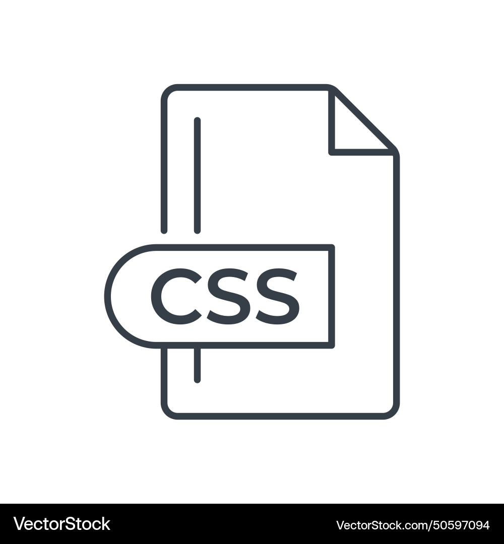 Css file format icon extension line Royalty Free Vector