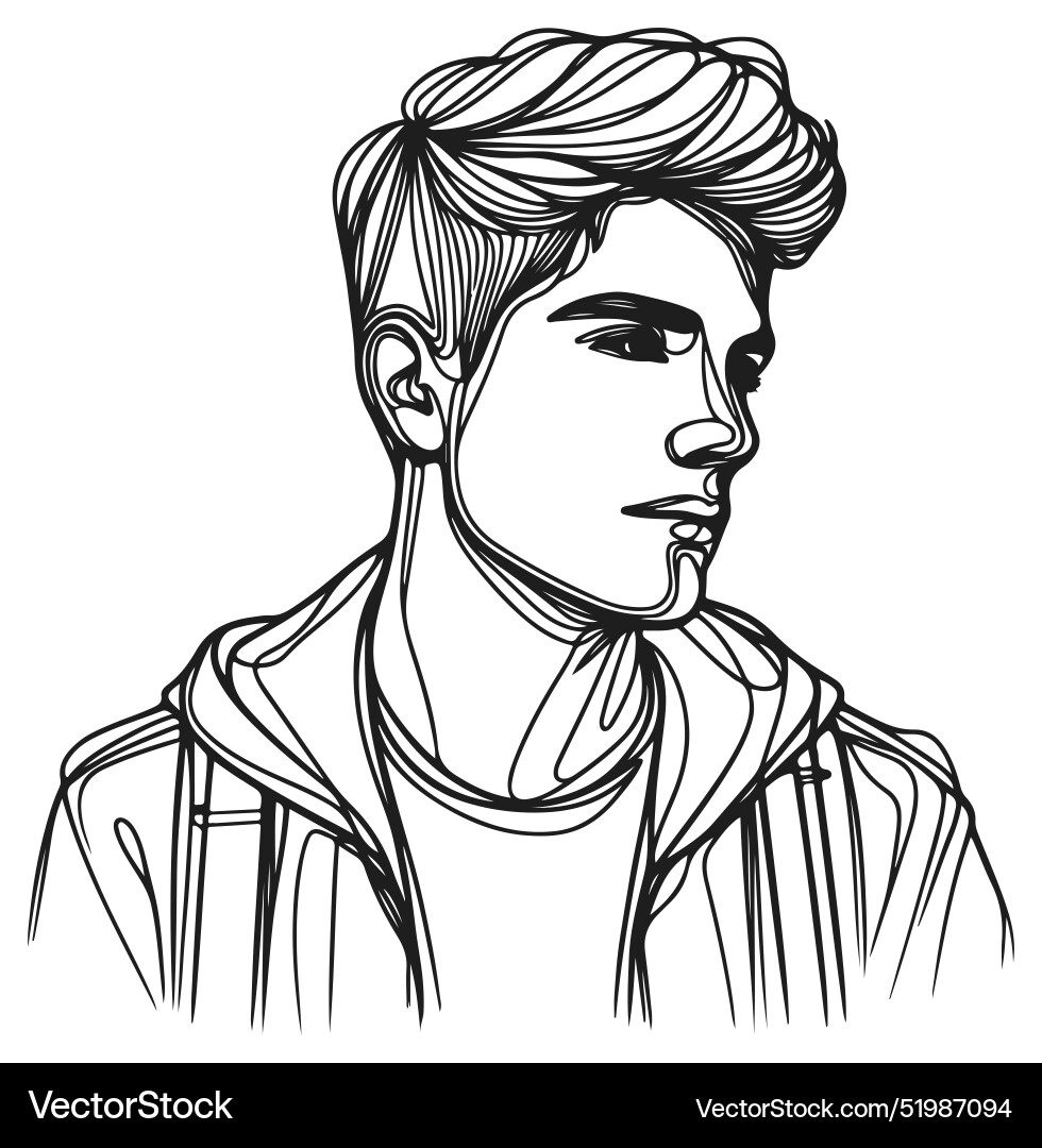Man boy and husband line art drawing design Man boy and husband line art drawing design vector image