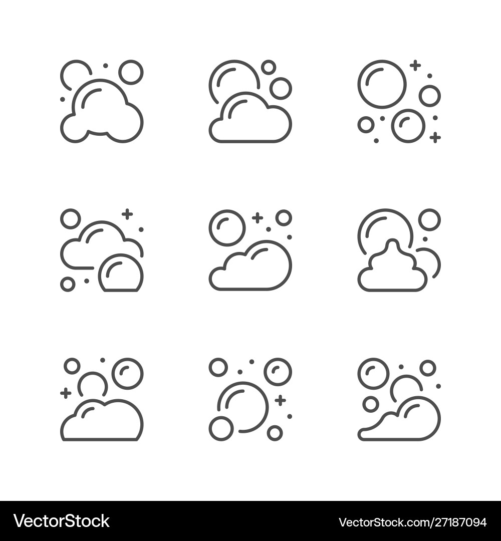 Set Linie Icons Blasen und Schaum Set Linie Icons Blasen und Schaum vektorbild