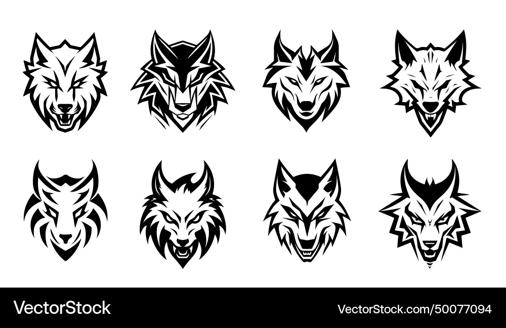 Vintage engraving isolated gray wolf set Vintage engraving isolated gray wolf set vector image