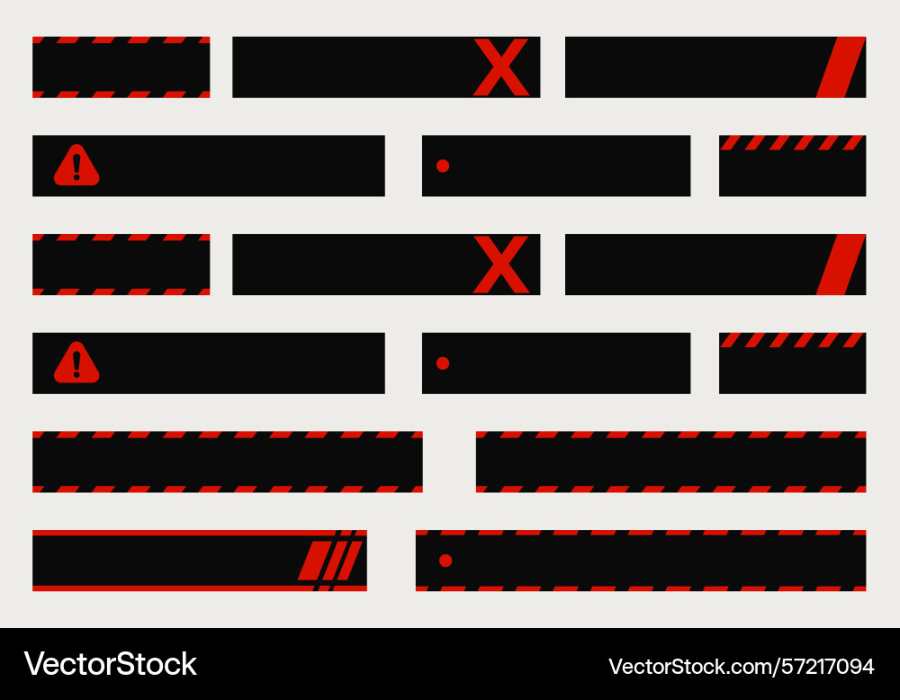Warning ui banners with red elements caution Warning ui banners with red elements caution Vector Image
