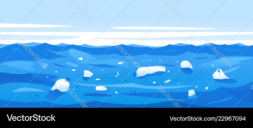 Water pollution of plastic rubbish vector image