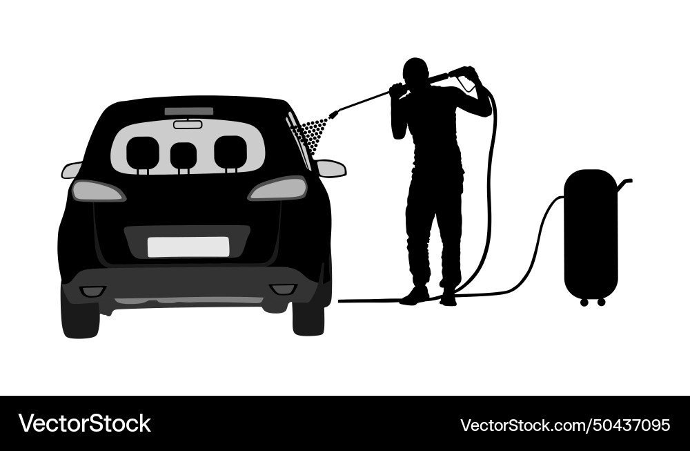 Car Wash Silhouette - Cleaning Service Vector Image
