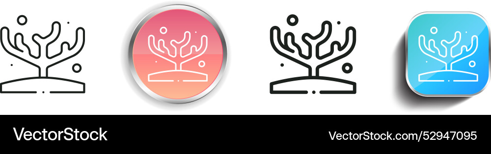 Coral icon thin linear regular and button style Vector Image