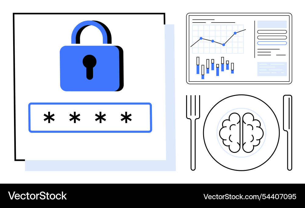 Data security concept with lock password Data security concept with lock password Vector Image