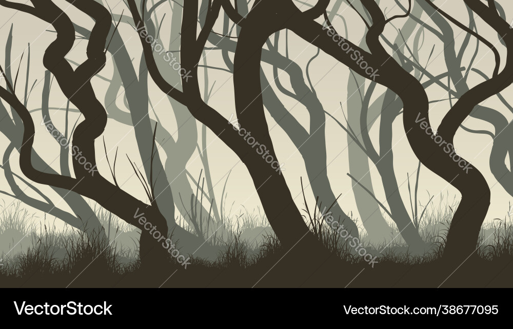 Horizontal curved trees forest Vector Image