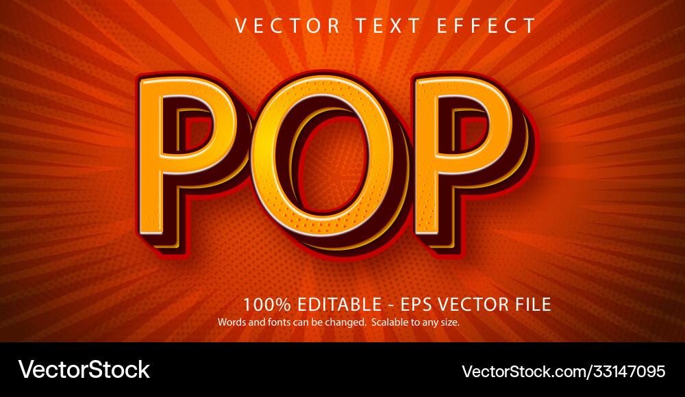 Pop text art style editable effect vector image