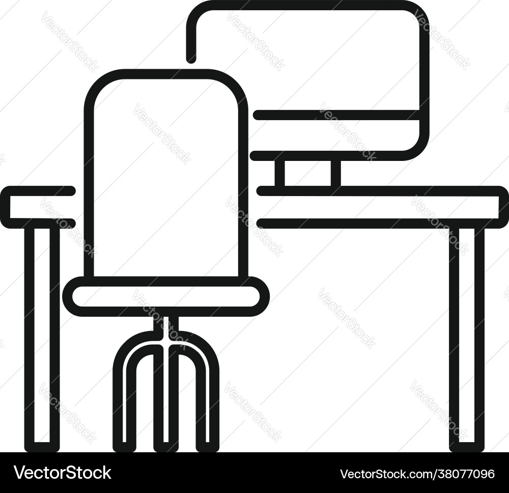 Computer workspace icon outline style Computer workspace icon outline style Vector Image