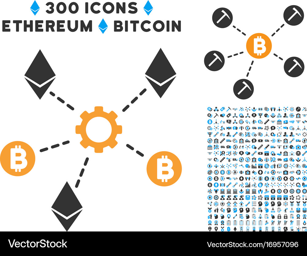 Cryptocurrency network nodes flat icon with set – Royalty-Free Vector |  VectorStock