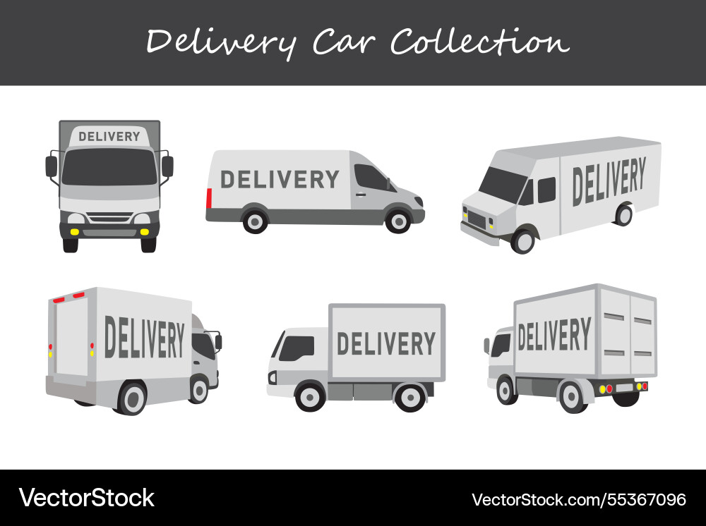 Delivery car collection in different style Vector Image