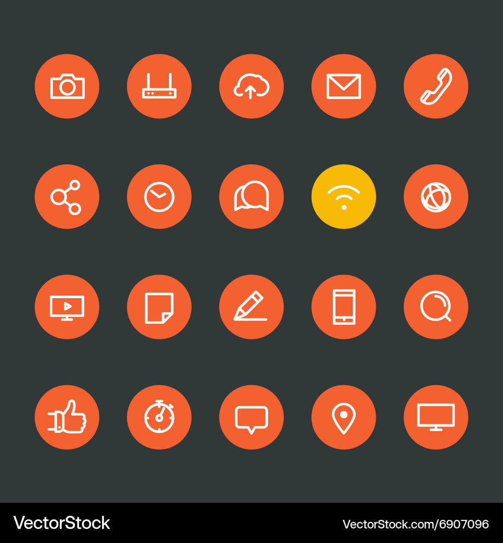 Different line style icons on color circles set Vector Image