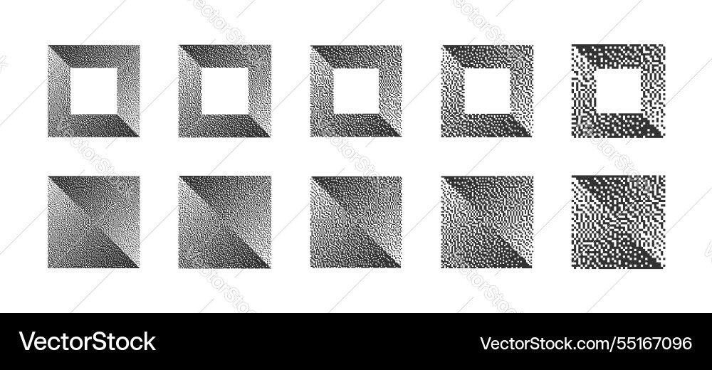 Divided squares various resolution of bitmap Vector Image