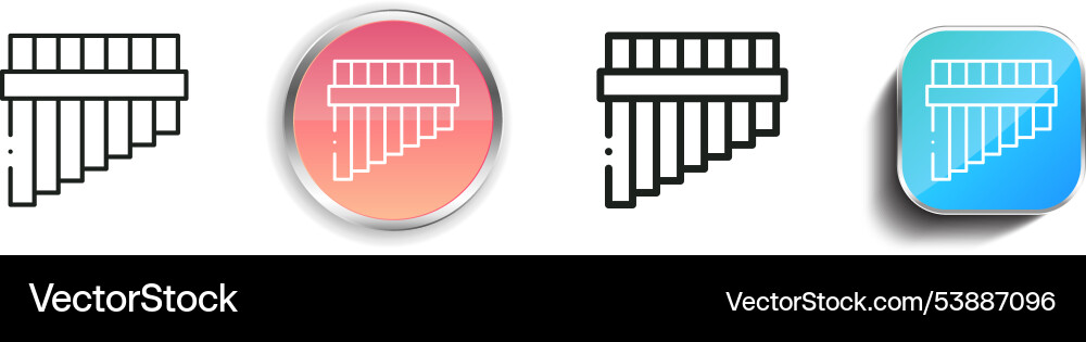 Flute icon thin linear regular and button style Flute icon thin linear regular and button style vector image
