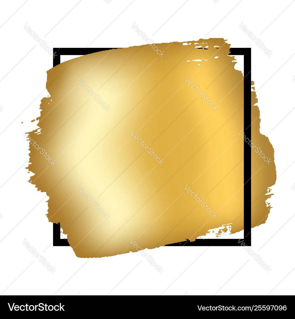 Gold brush in black square frame isolated white Gold brush in black square frame isolated white vector image