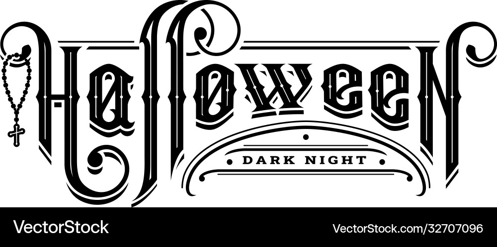 Halloween vintage font emblem in old style Vector Image