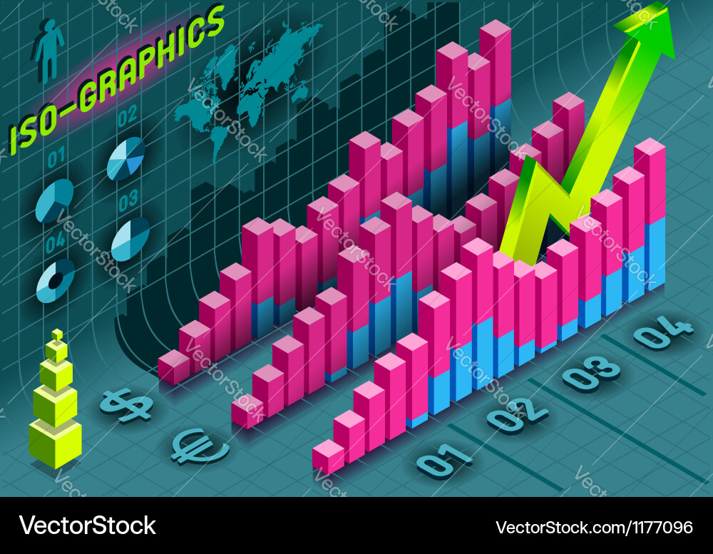 Isometric Histogram Set – Data Visualization Vector Image