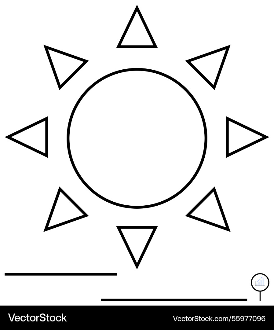 Sun with geometric triangles representing rays vector image