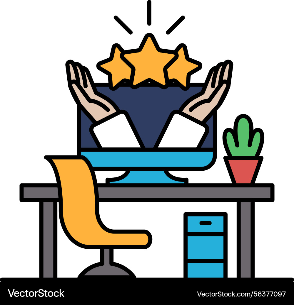 A computer monitor is shown with two hands A computer monitor is shown with two hands vector image