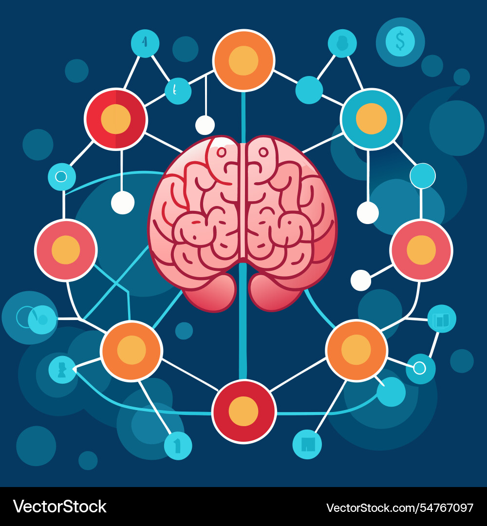 Ai brain with neural connections a repeating vector image