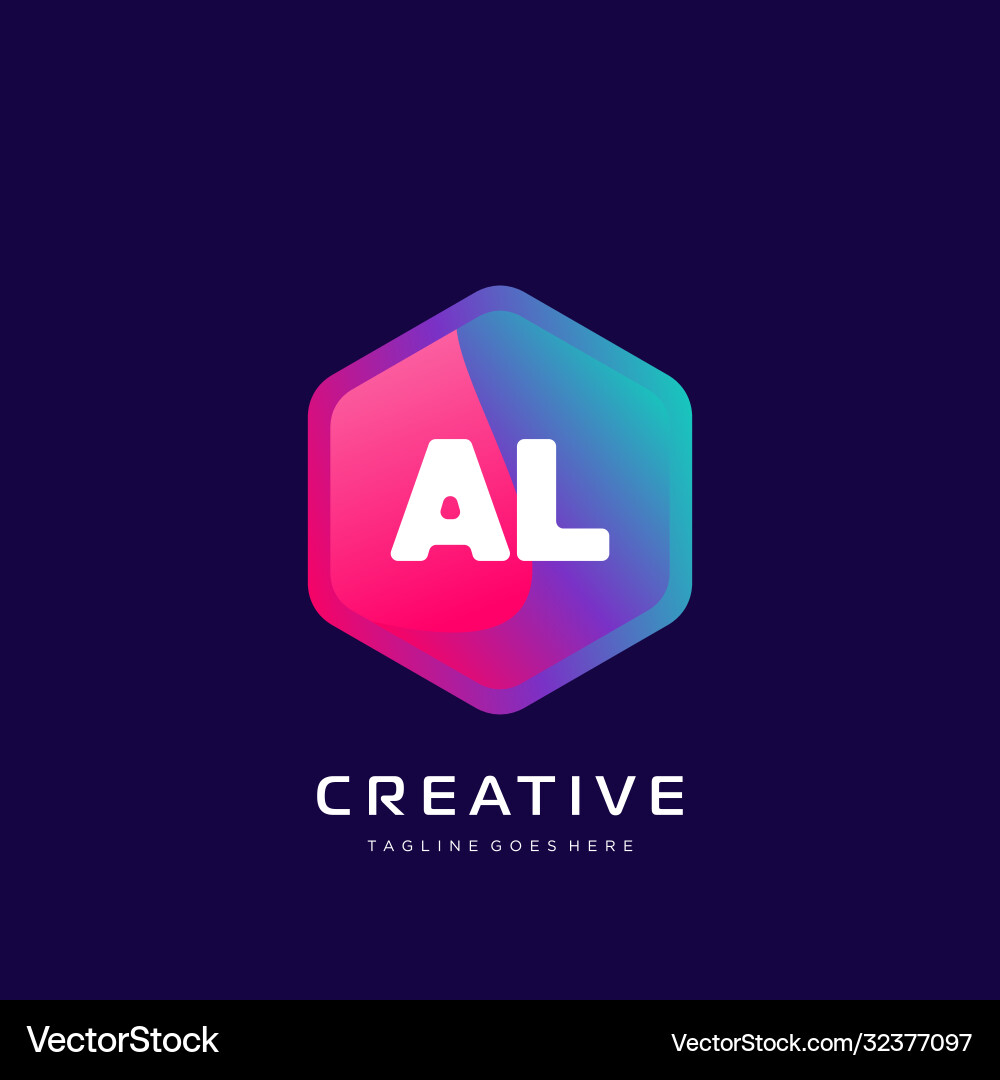 Al initial logo with colorful template vector image