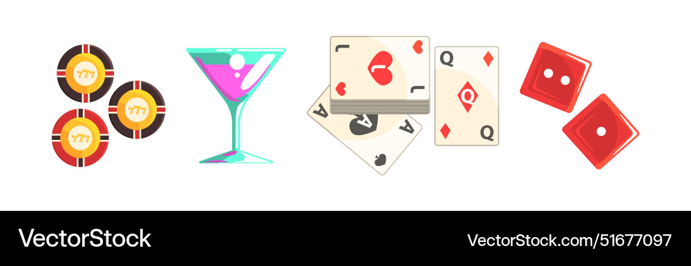 Casino game object and element colorful set Casino game object and element colorful set vector image