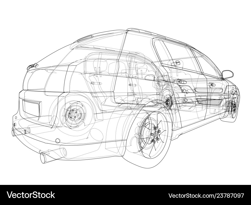 Concept car rendering of 3d Vector Image