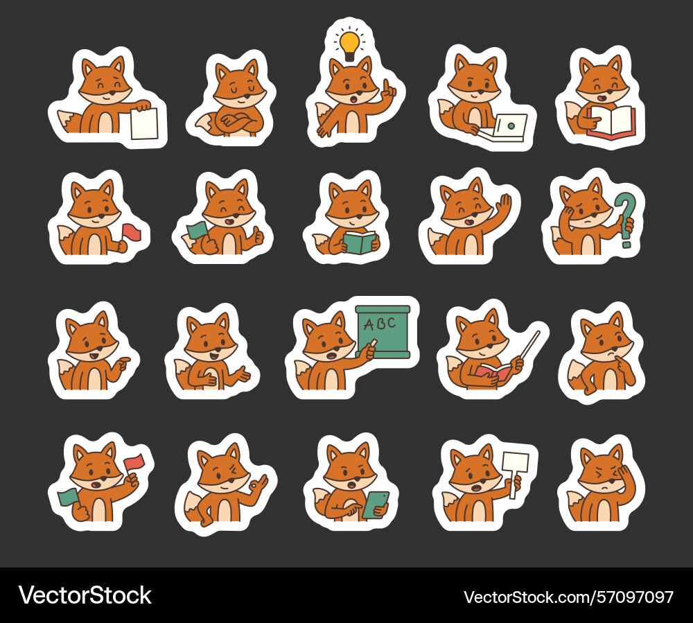Fox guide character set Vector Image