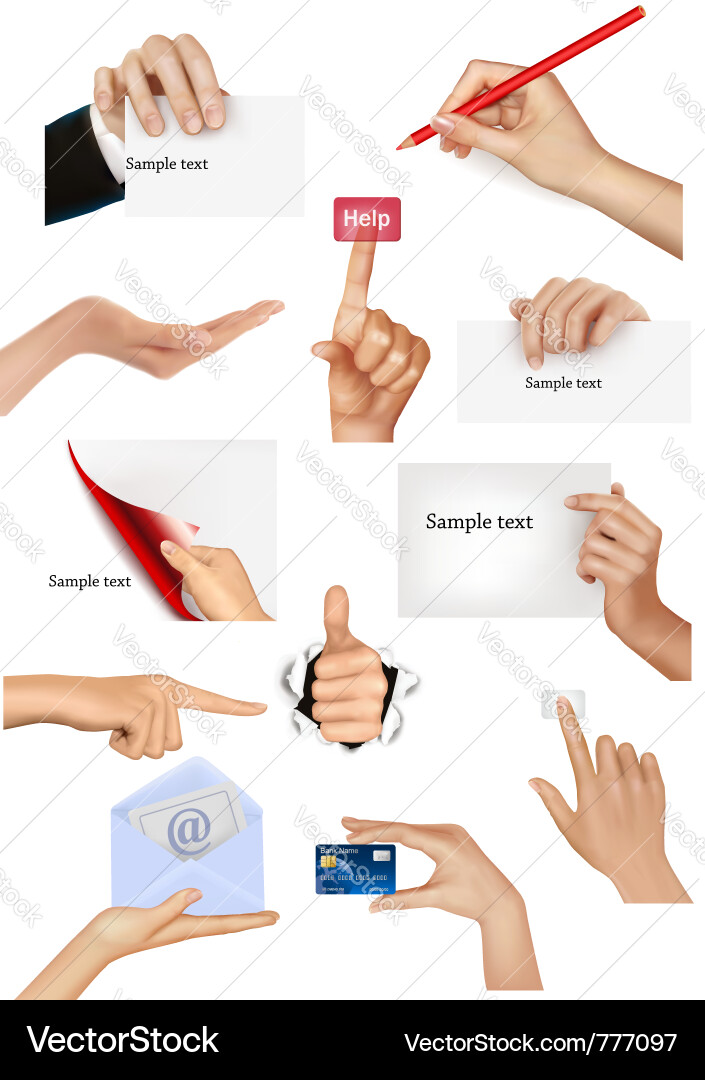 Hands with Business Objects - Concept & Support vector image