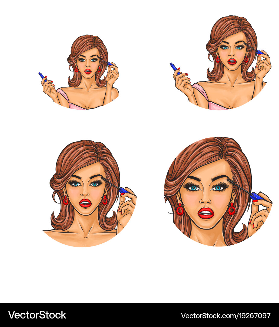 Pop Art Eyelash Makeup Girl Icon vector image
