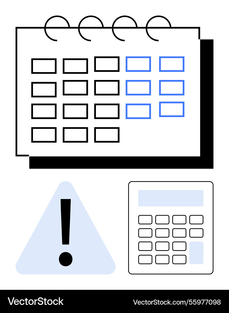 Calendar with highlighted dates calculator Calendar with highlighted dates calculator vector image