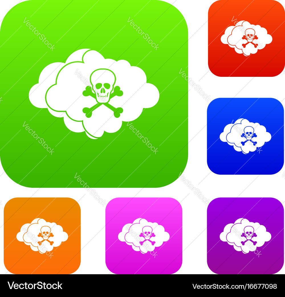 Cloud with skull and bones set collection Vector Image