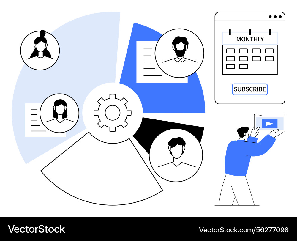 Collaborative workflow with user profiles Collaborative workflow with user profiles vector image