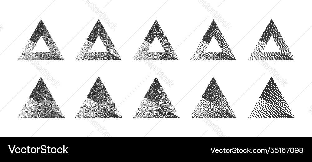 Divided triangle various resolution bitmap dither Divided triangle various resolution bitmap dither vector image