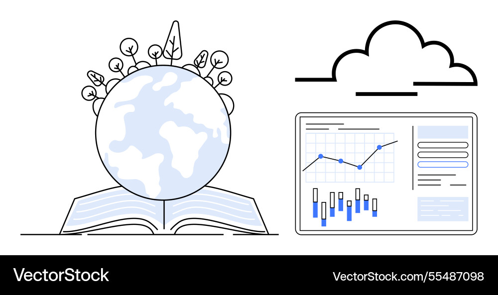 Global learning and data analysis concept Global learning and data analysis concept vector image
