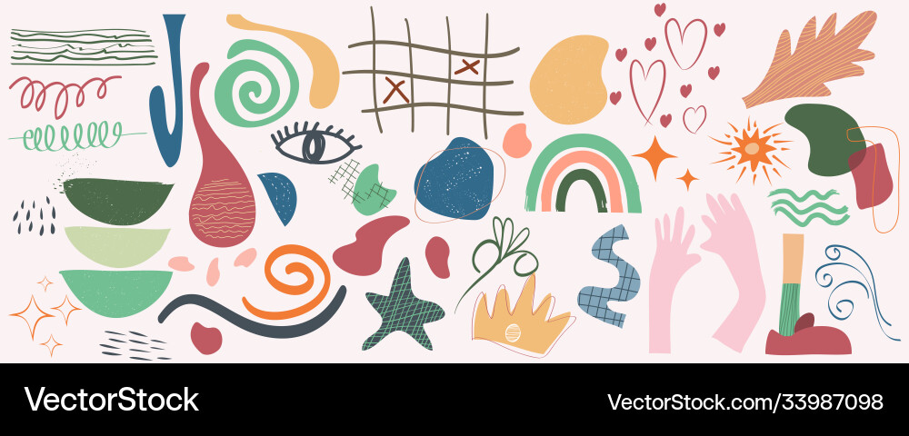 Hand drawn various shapes and objects Hand drawn various shapes and objects vector image