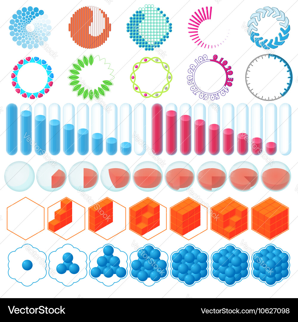 Loading bars and preloaders icons set Vector Image