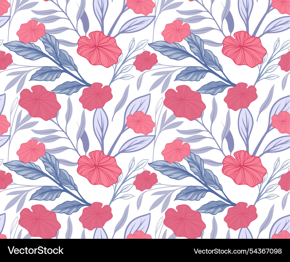 Seamless pattern with pink flowers repeating Seamless pattern with pink flowers repeating vector image