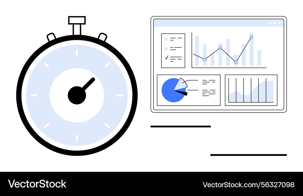 Stopwatch timing and data analytics dashboard Stopwatch timing and data analytics dashboard vector image