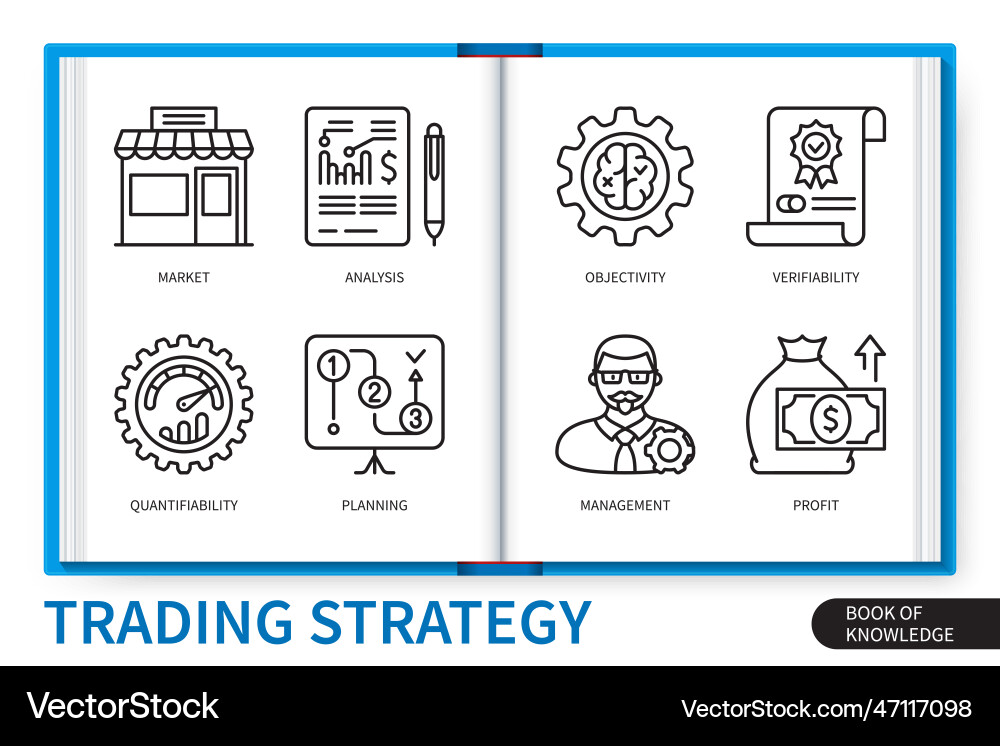 Trading Strategy Icons - Business Growth Vector Image