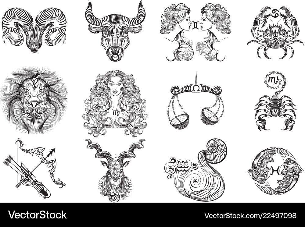 Zodiac Signs Collection Vector Image