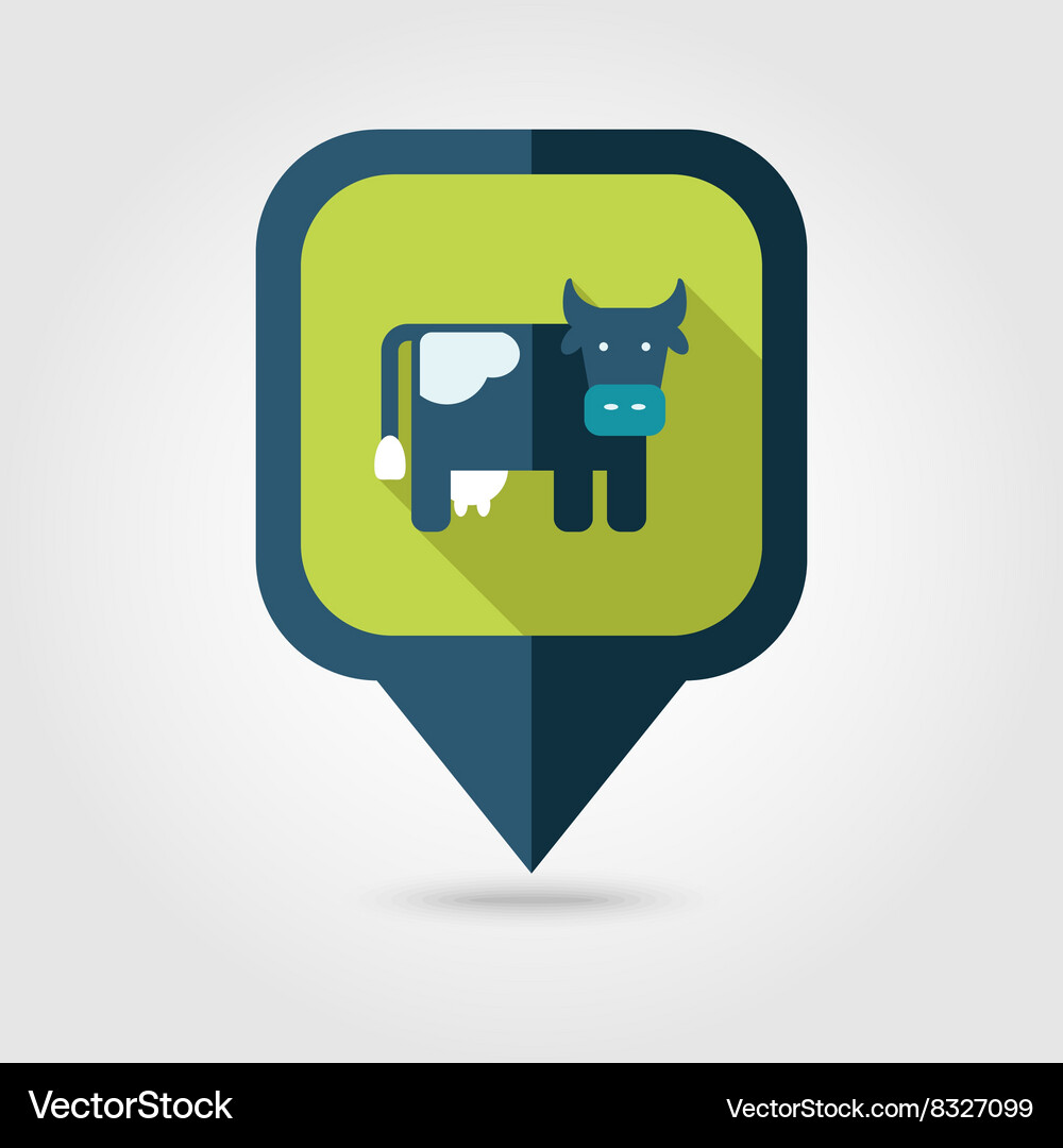 Cow flat pin map icon pointer Vector Image