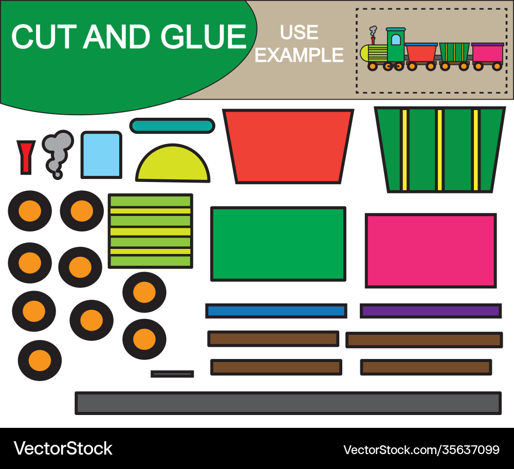 Create image train using scissors and glue Create image train using scissors and glue vector image