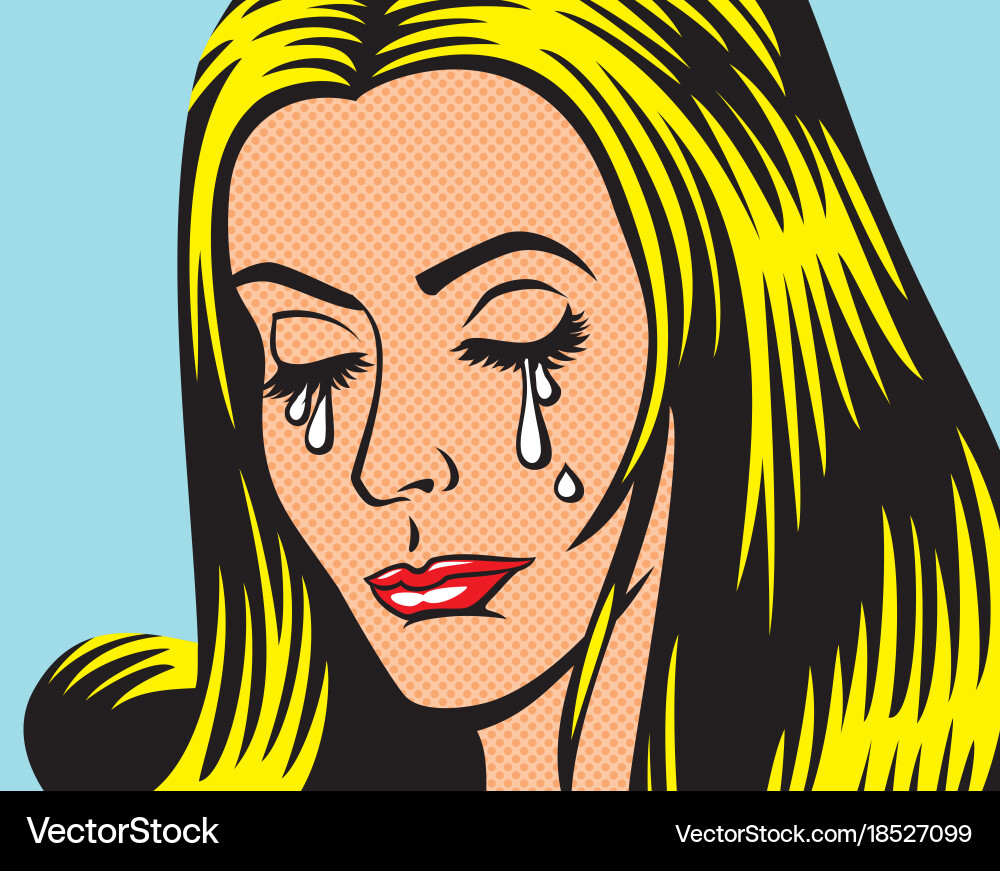 Crying girl in pop art style Royalty Free Vector Image