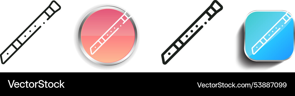 Flute icon thin linear regular and button style Flute icon thin linear regular and button style vector image