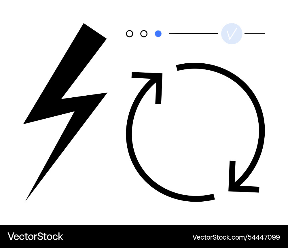 Lightning bolt circular arrows and progress bar Lightning bolt circular arrows and progress bar vector image