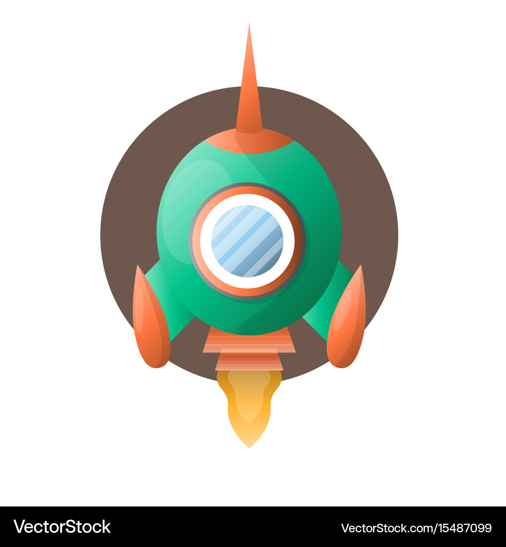 Round space rocket with sharp end flies up vector image