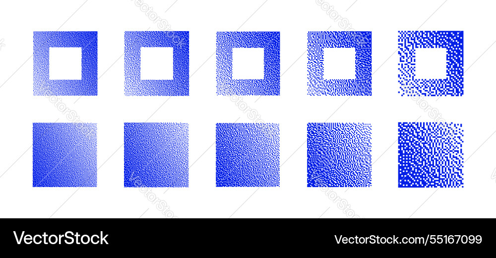 Squares with various resolution of bitmap dither Squares with various resolution of bitmap dither vector image