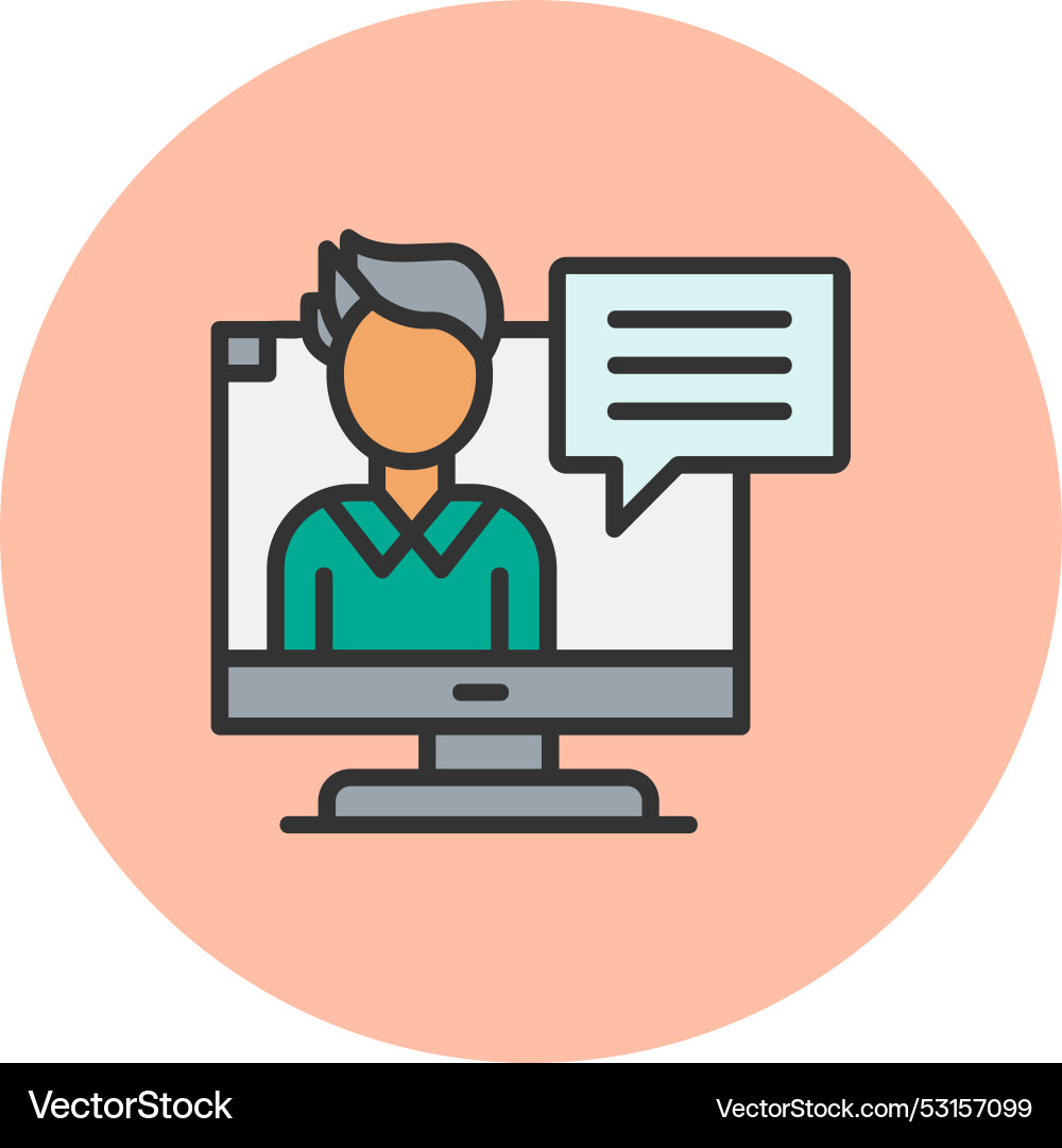 Video lecture line filled circle icon vector image