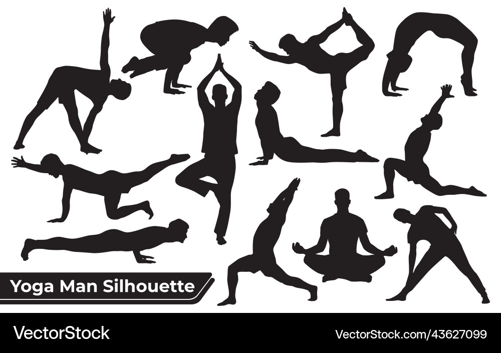Yoga Poses Silhouette Collection Vector Image