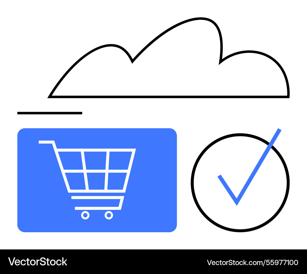 Cloud-based online shopping with secure checkout Cloud-based online shopping with secure checkout Vector Image